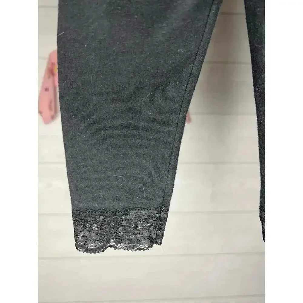 Garanimals pink floral long sleeve top/ solid black leggings size 3-6 months